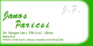 janos paricsi business card
